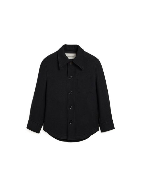 Giacca abbottonata in gabardine di lana cotta. Ami Paris | UJK936.WV0078001 BLACK